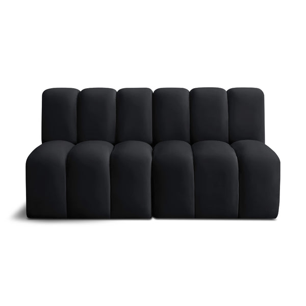 Meridian Arc Black Velvet 2 pc Modular Sectional IMAGE 1