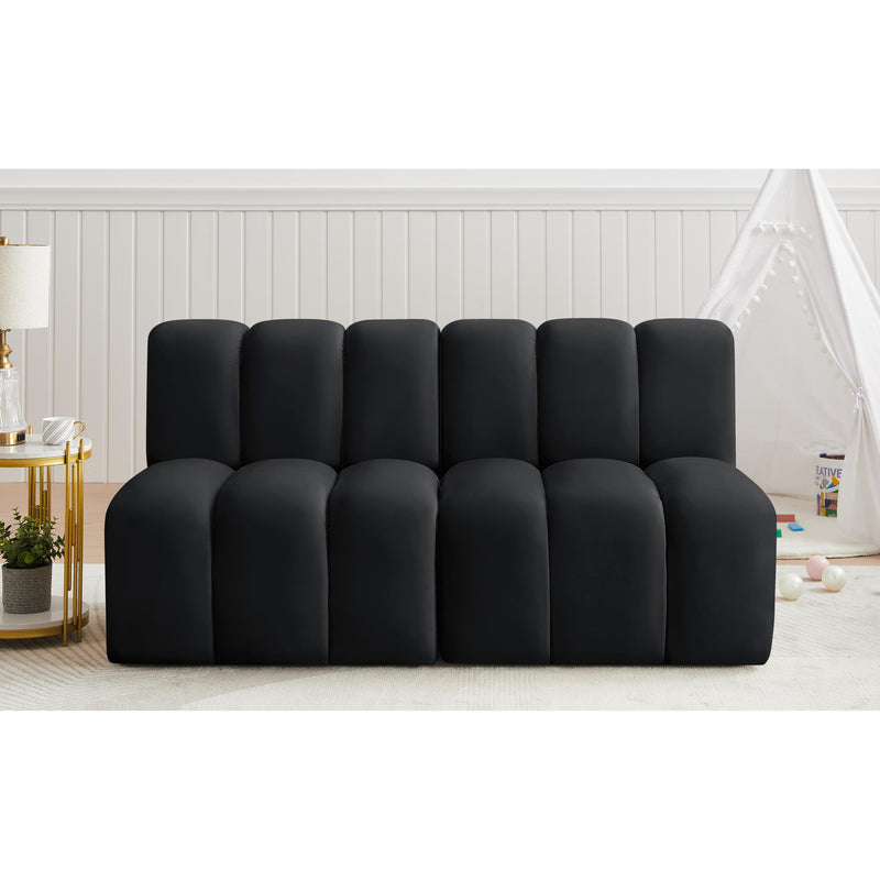 Meridian Arc Black Velvet 2 pc Modular Sectional IMAGE 2