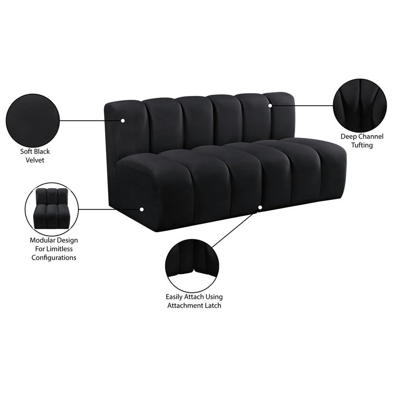 Meridian Arc Black Velvet 2 pc Modular Sectional IMAGE 9