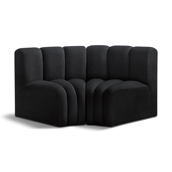Meridian Arc Black Velvet 2 pc Modular Sectional IMAGE 1
