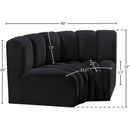 Meridian Arc Black Velvet 2 pc Modular Sectional IMAGE 8