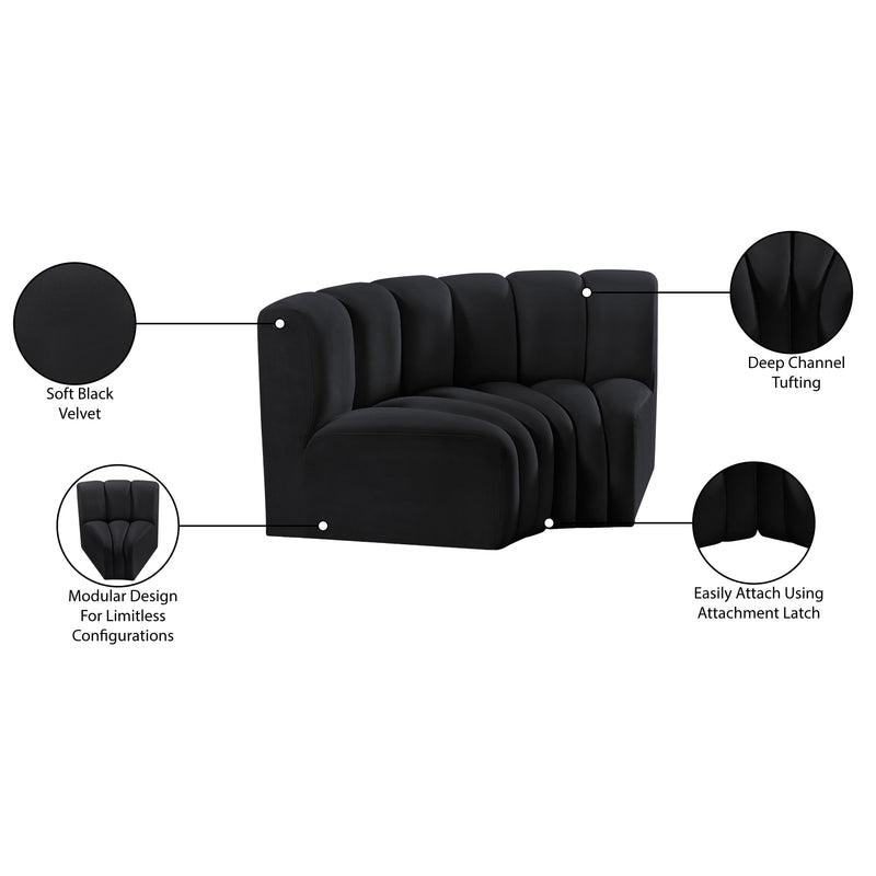 Meridian Arc Black Velvet 2 pc Modular Sectional IMAGE 8
