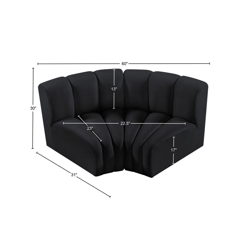 Meridian Arc Black Velvet 2 pc Modular Sectional IMAGE 9
