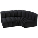 Meridian Arc Black Velvet 3 pc Modular Sectional IMAGE 4