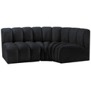Meridian Arc Black Velvet 3 pc Modular Sectional IMAGE 5
