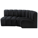 Meridian Arc Black Velvet 3 pc Modular Sectional IMAGE 6