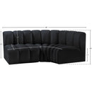 Meridian Arc Black Velvet 3 pc Modular Sectional IMAGE 9