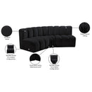 Meridian Arc Black Velvet 3 pc Modular Sectional IMAGE 10