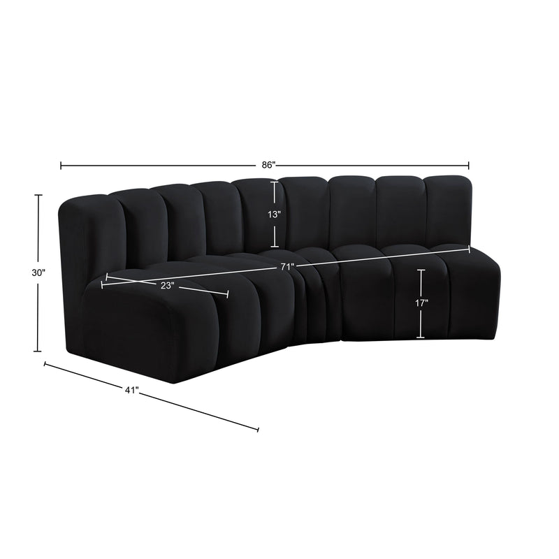 Meridian Arc Black Velvet 3 pc Modular Sectional IMAGE 10