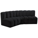 Meridian Arc Black Velvet 3 pc Modular Sectional IMAGE 5