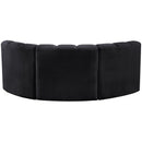 Meridian Arc Black Velvet 3 pc Modular Sectional IMAGE 3
