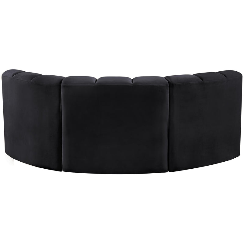Meridian Arc Black Velvet 3 pc Modular Sectional IMAGE 3