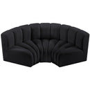 Meridian Arc Black Velvet 3 pc Modular Sectional IMAGE 4