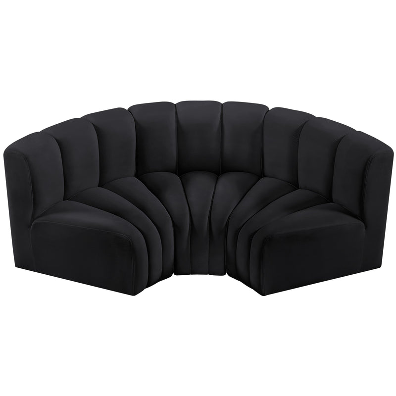Meridian Arc Black Velvet 3 pc Modular Sectional IMAGE 4