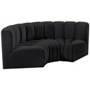 Meridian Arc Black Velvet 3 pc Modular Sectional IMAGE 5