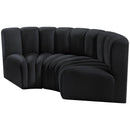 Meridian Arc Black Velvet 3 pc Modular Sectional IMAGE 6