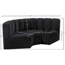 Meridian Arc Black Velvet 3 pc Modular Sectional IMAGE 8