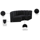 Meridian Arc Black Velvet 3 pc Modular Sectional IMAGE 9
