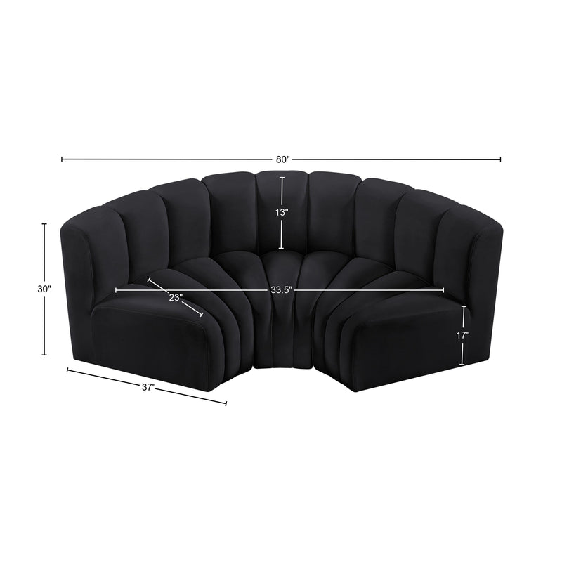 Meridian Arc Black Velvet 3 pc Modular Sectional IMAGE 9