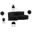 Meridian Arc Black Velvet 3 pc Modular Sectional IMAGE 10