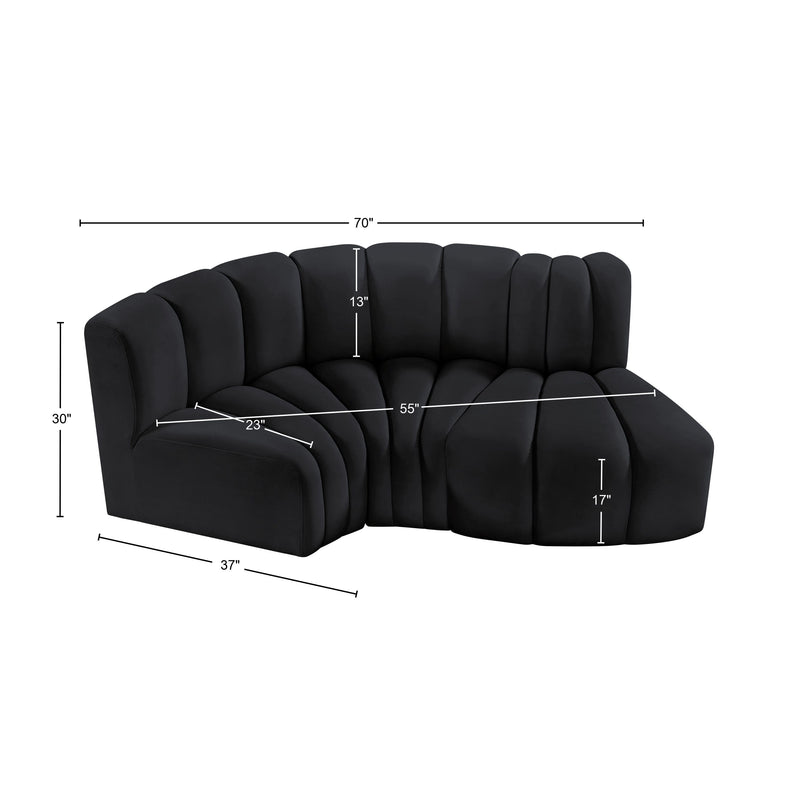 Meridian Arc Black Velvet 3 pc Modular Sectional IMAGE 10