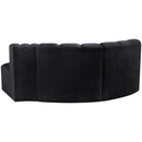 Meridian Arc Black Velvet 3 pc Modular Sectional IMAGE 3