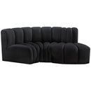 Meridian Arc Black Velvet 3 pc Modular Sectional IMAGE 8