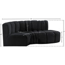 Meridian Arc Black Velvet 3 pc Modular Sectional IMAGE 9