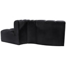 Meridian Arc Black Velvet 3 pc Modular Sectional IMAGE 3