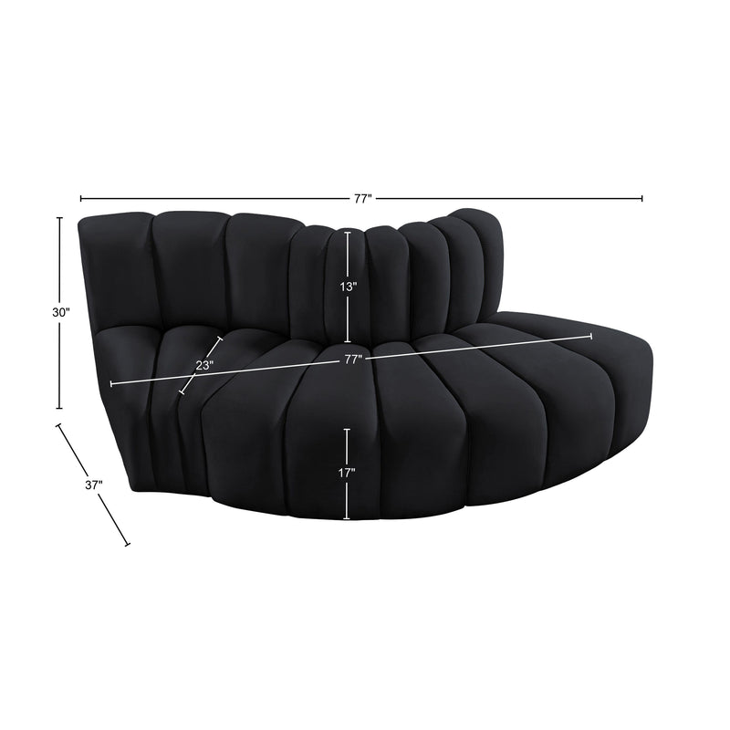 Meridian Arc Black Velvet 3 pc Modular Sectional IMAGE 9