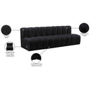 Meridian Arc Black Velvet 3 pc Modular Sectional IMAGE 10