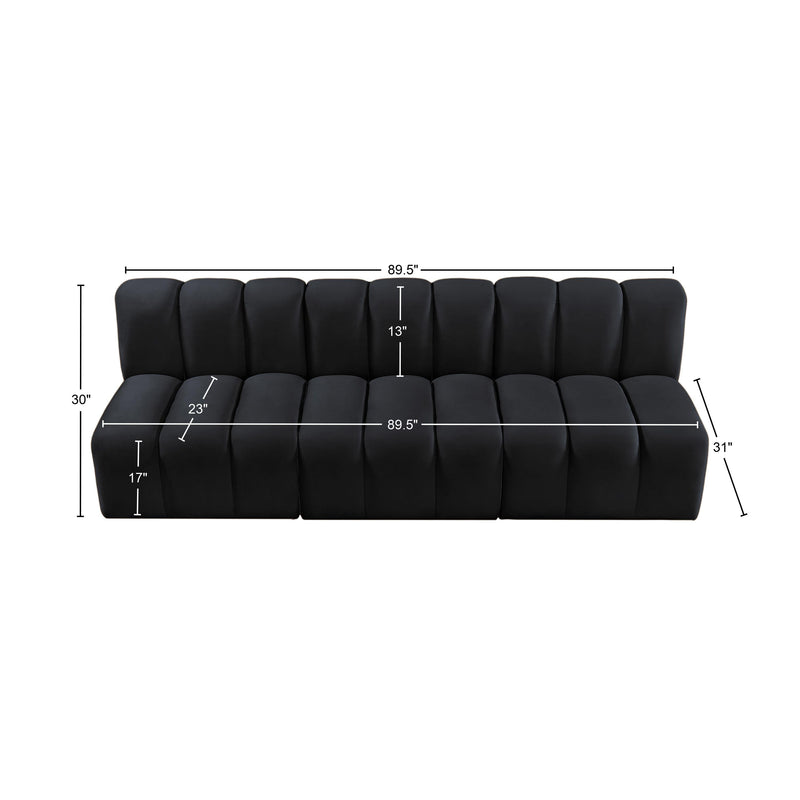 Meridian Arc Black Velvet 3 pc Modular Sectional IMAGE 10
