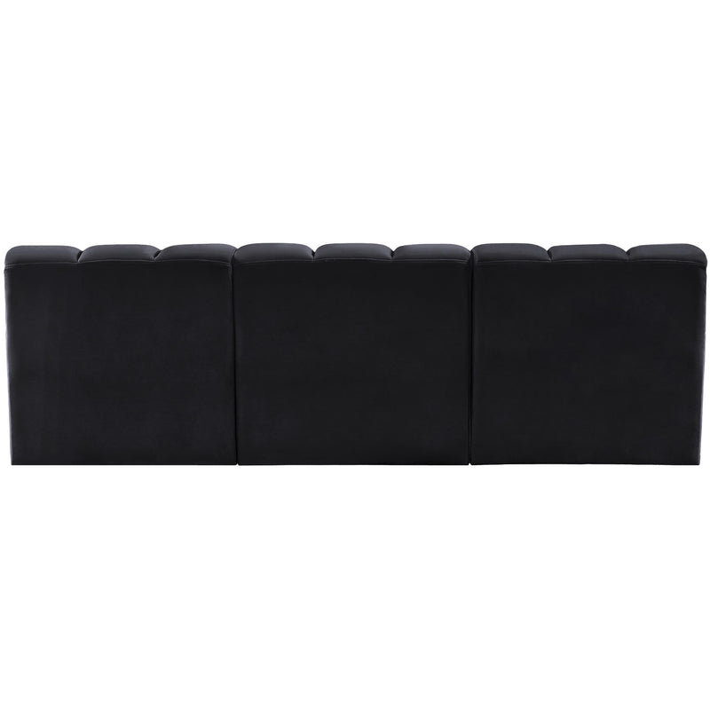 Meridian Arc Black Velvet 3 pc Modular Sectional IMAGE 3