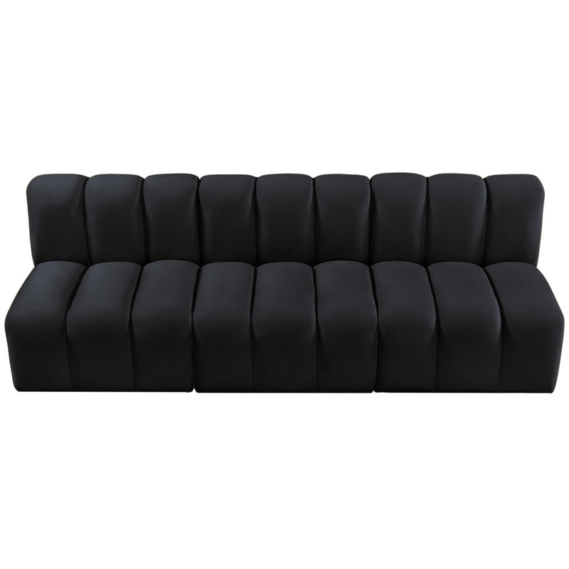 Meridian Arc Black Velvet 3 pc Modular Sectional IMAGE 4