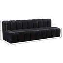 Meridian Arc Black Velvet 3 pc Modular Sectional IMAGE 9