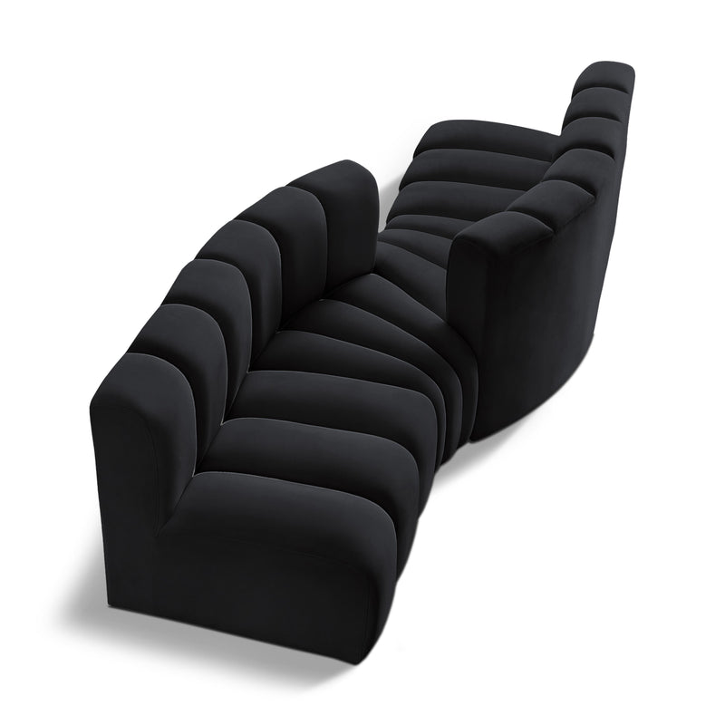 Meridian Arc Black Velvet 4 pc Modular Sectional IMAGE 1