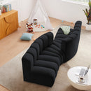 Meridian Arc Black Velvet 4 pc Modular Sectional IMAGE 2