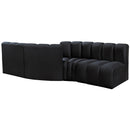 Meridian Arc Black Velvet 4 pc Modular Sectional IMAGE 3
