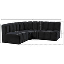 Meridian Arc Black Velvet 4 pc Modular Sectional IMAGE 10