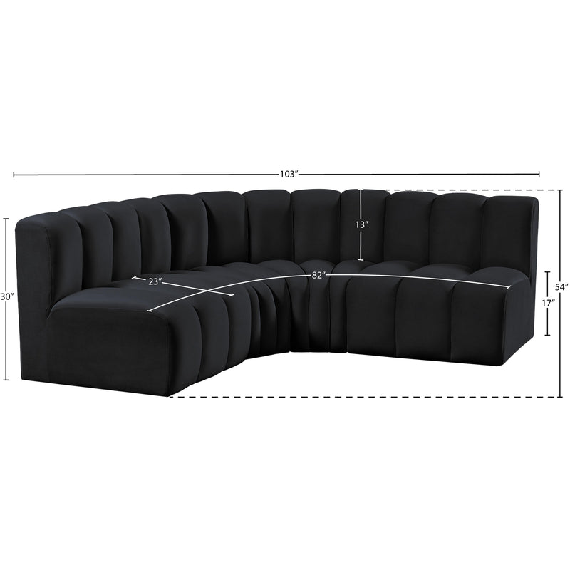 Meridian Arc Black Velvet 4 pc Modular Sectional IMAGE 10