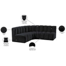 Meridian Arc Black Velvet 4 pc Modular Sectional IMAGE 11