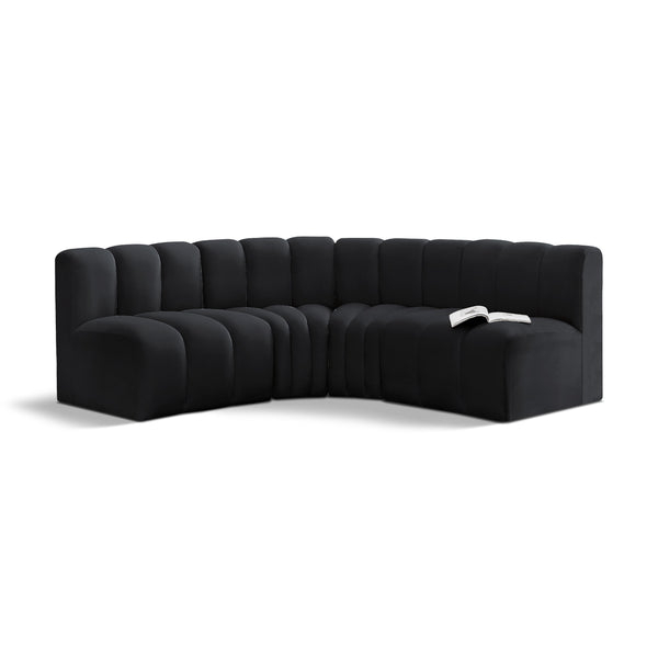 Meridian Arc Black Velvet 4 pc Modular Sectional IMAGE 1