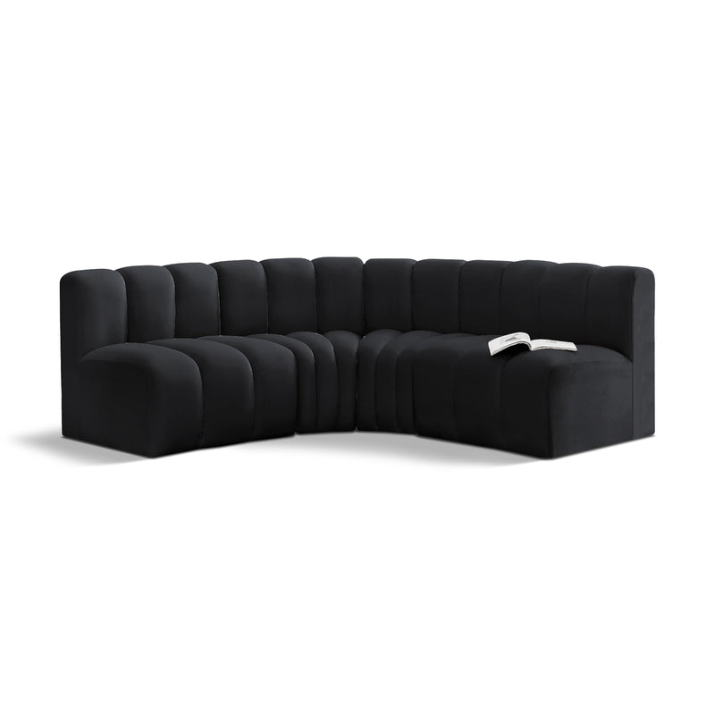 Meridian Arc Black Velvet 4 pc Modular Sectional IMAGE 1