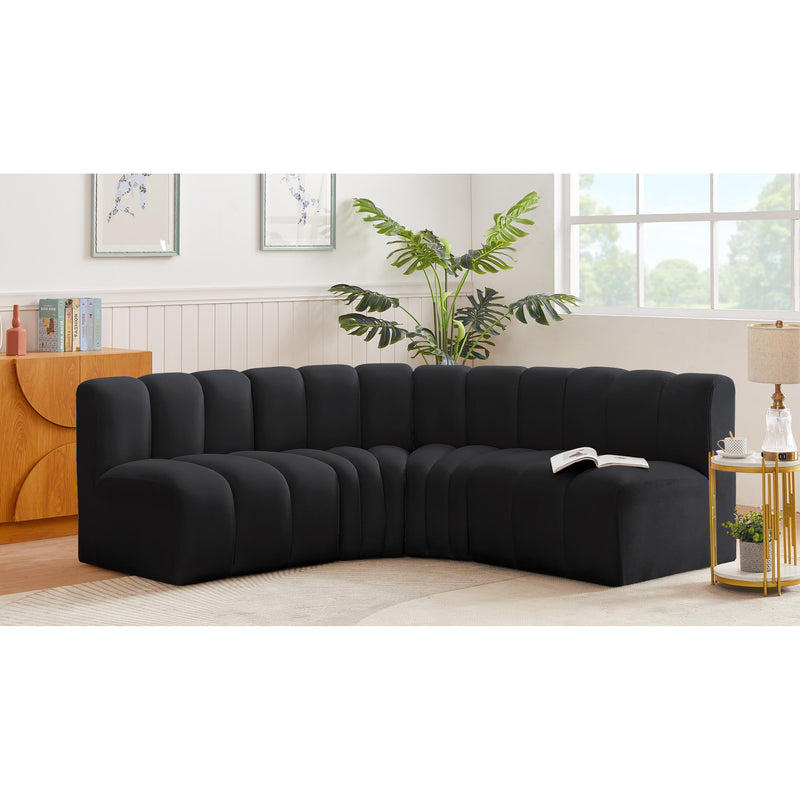 Meridian Arc Black Velvet 4 pc Modular Sectional IMAGE 2