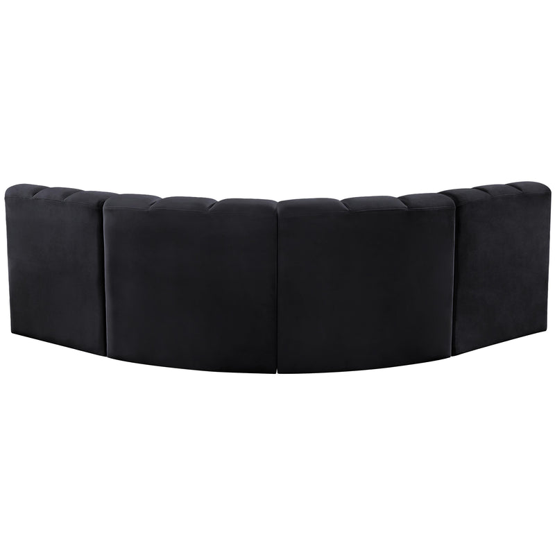 Meridian Arc Black Velvet 4 pc Modular Sectional IMAGE 3