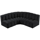 Meridian Arc Black Velvet 4 pc Modular Sectional IMAGE 4