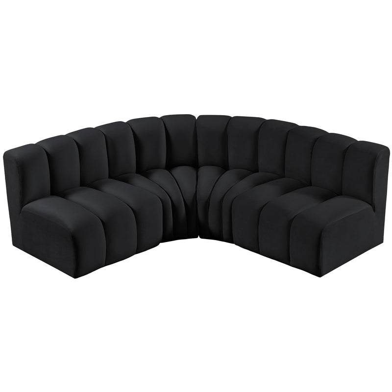 Meridian Arc Black Velvet 4 pc Modular Sectional IMAGE 4