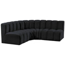 Meridian Arc Black Velvet 4 pc Modular Sectional IMAGE 5
