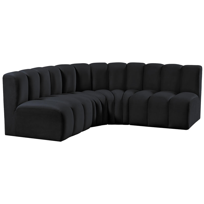Meridian Arc Black Velvet 4 pc Modular Sectional IMAGE 5