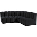 Meridian Arc Black Velvet 4 pc Modular Sectional IMAGE 6
